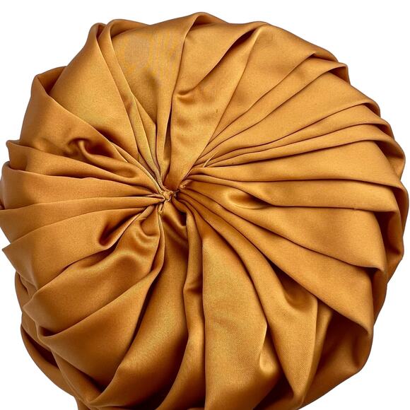 Eva Mae Modes Hat Headpiece Vtg 60s Pleated Satin Gold Box Style Formal Brooch - Picture 7 of 13